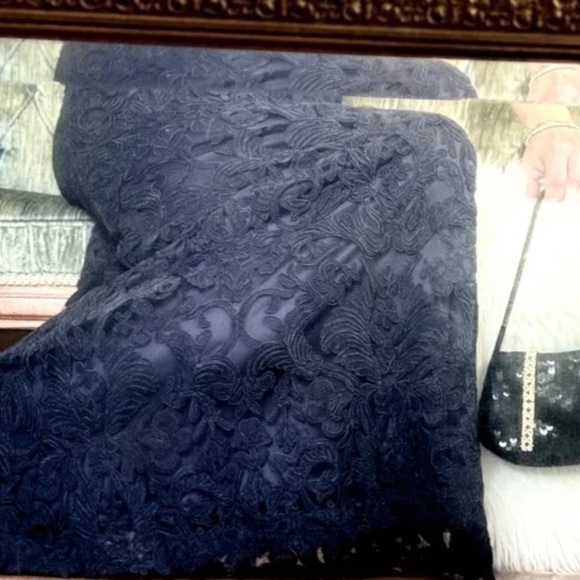 Tadashi Shoji Navy Formal Gown Full Length Lace size 2 - Picture 7 of 10